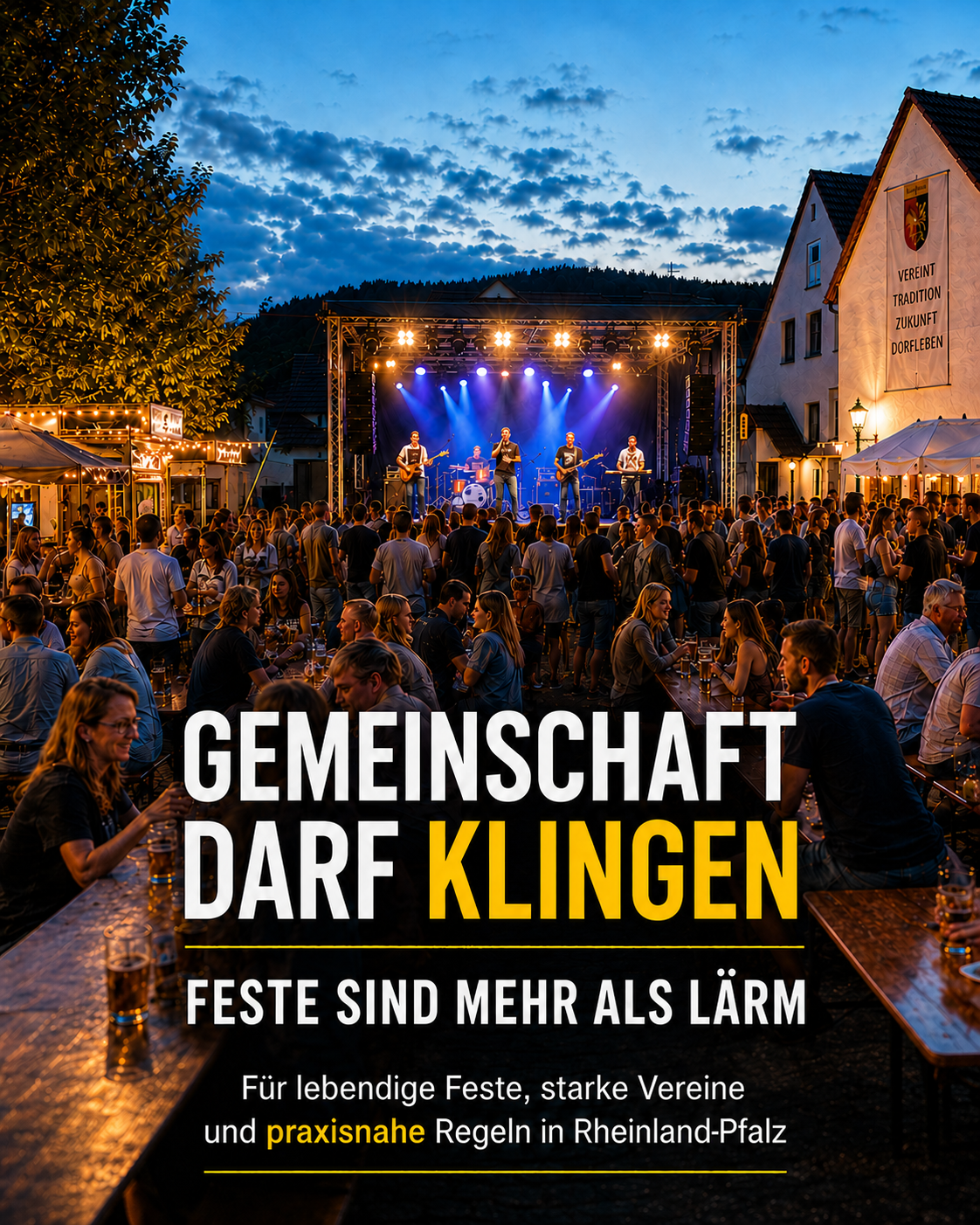 Gut besuchtes Dorffest mit Bühne und Musik im Ortskern – Gemeinschaft darf klingen